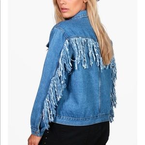 Plus Freya Heavy Rip Fringe Denim Jacket